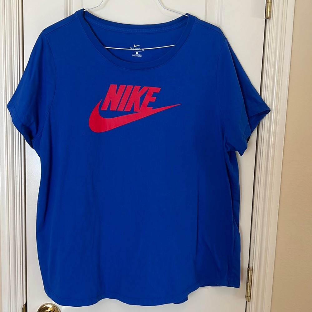 Nike Blue Short Sleeve Tee with Red Logo